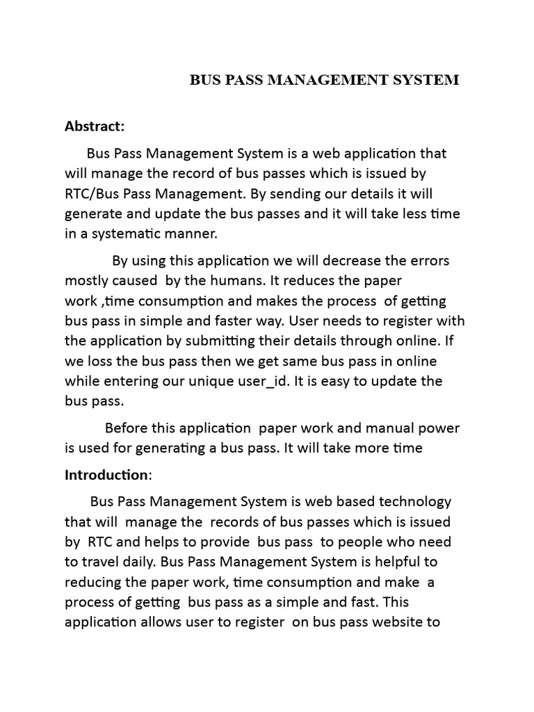 Bus Pass Management System1 PDF