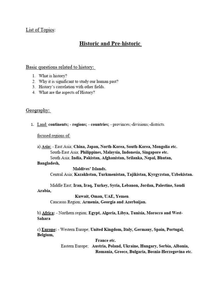 HistoryTopics in Chronological Order 2.0 | PDF | Europe | Asia