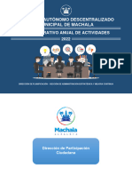 Gobierno Autónomo Descentralizado Municipal de Machala: Plan Operativo Anual de Actividades 2022