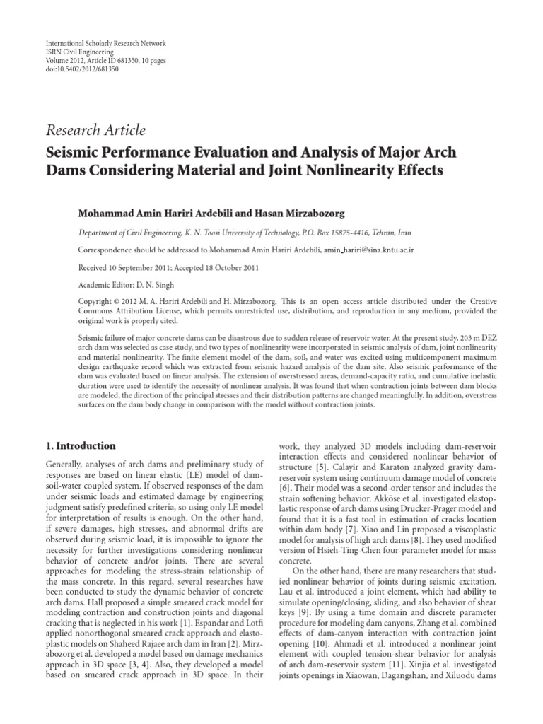 Seismic Performance Evaluation | PDF | Stress (Mechanics) | Dam