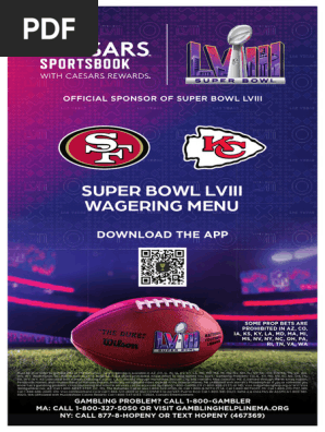Caesars Sportsbook Super Bowl 58 Prop Betting Menu