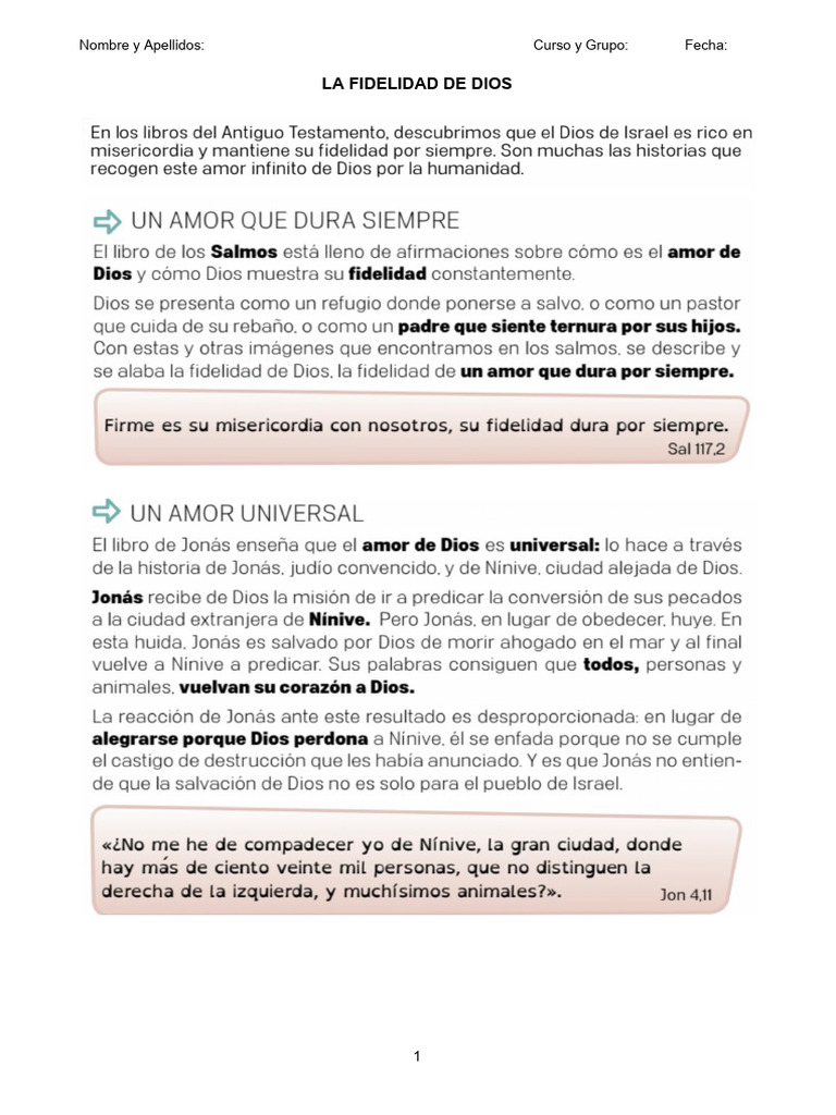 La Fidelidad de Dios en la Biblia | PDF