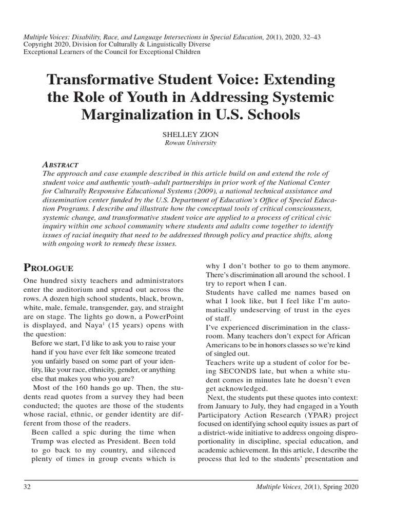 Transformative Student Voice | PDF | Pedagogy | Curriculum