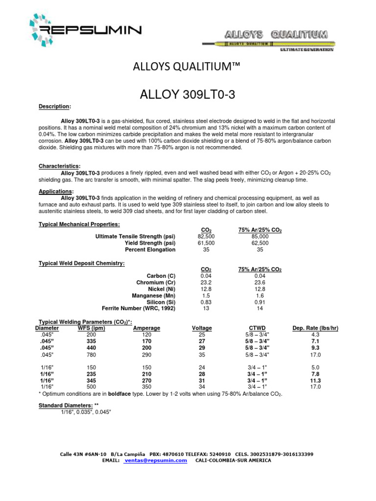 Alloy 309lto-3 Con Gas | PDF