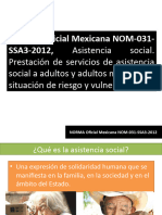 NORMA Oficial Mexicana NOM-031-SSA3-2012, Asistencia Social1