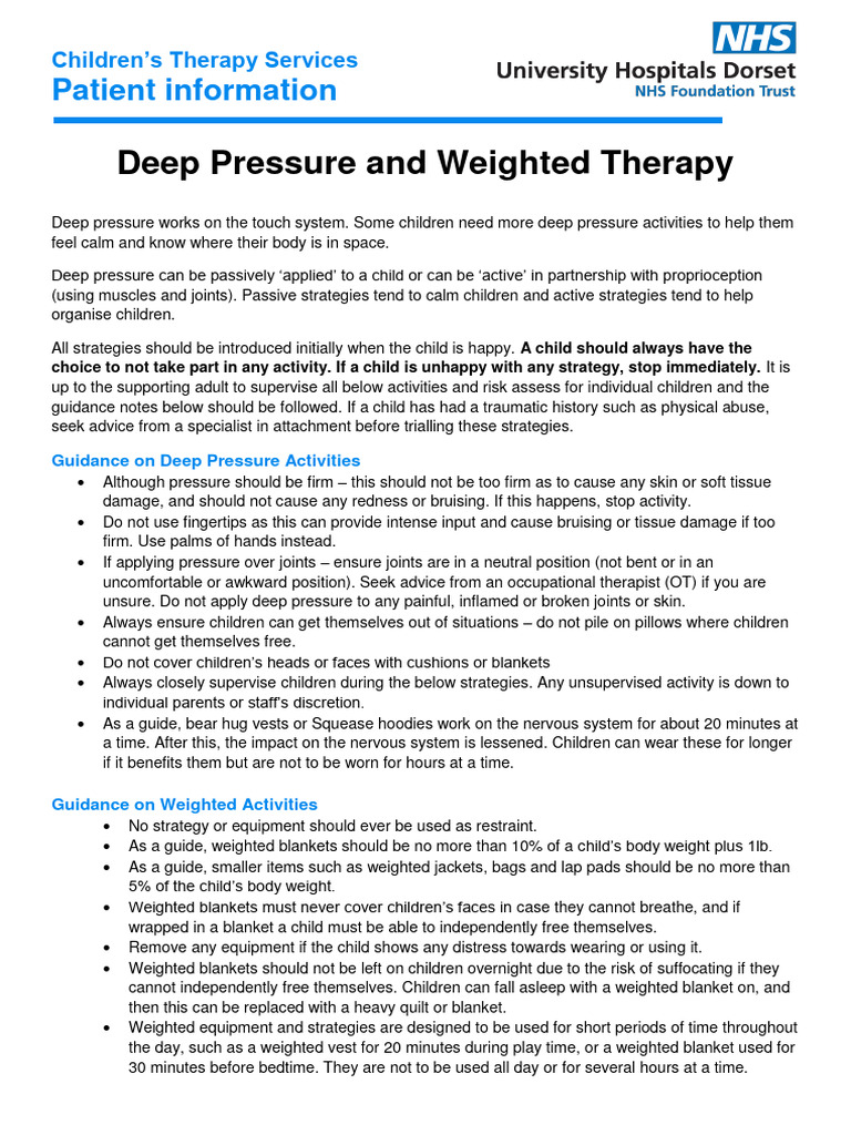 Deep Pressure and Weighted Therapy | PDF | Clothing