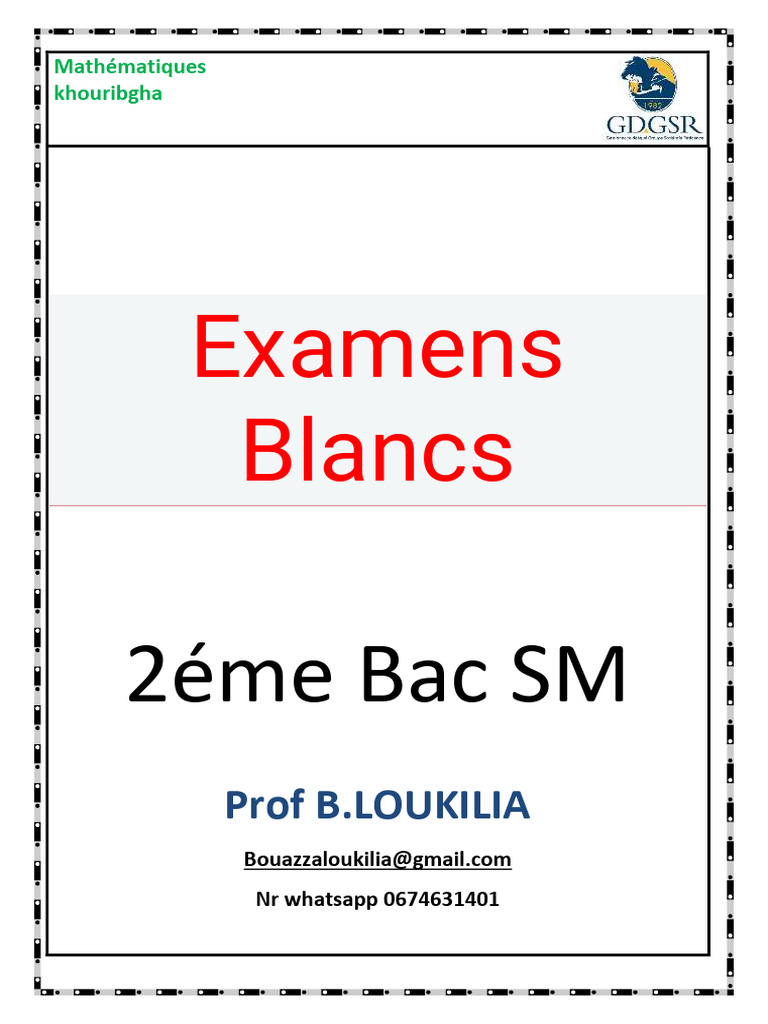 Examens Blancs Math 2 Bac SM | PDF