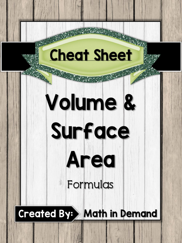 Volumeand Surface Area Formula Cheat Sheet | PDF