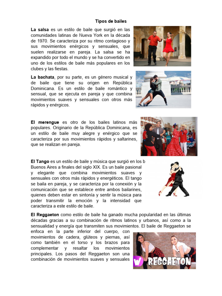 20 Tipos de Bailes y Deberes y Derechos | PDF | Música dance | Bailes