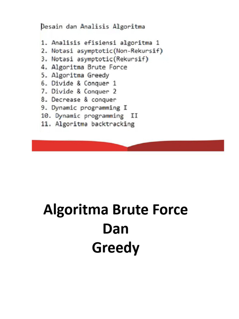 Perbandingan Algoritma Brute Force dan Greedy | PDF | Metode & Bahan Ajar