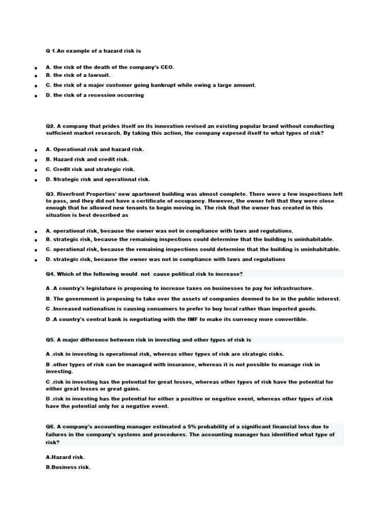Types of Business Risk Explained | PDF | Finance & Money Management | Law