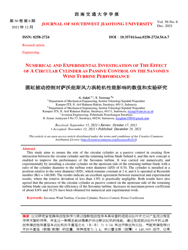 Numerical and Experimental Investigation of The Effect of A Circular ...