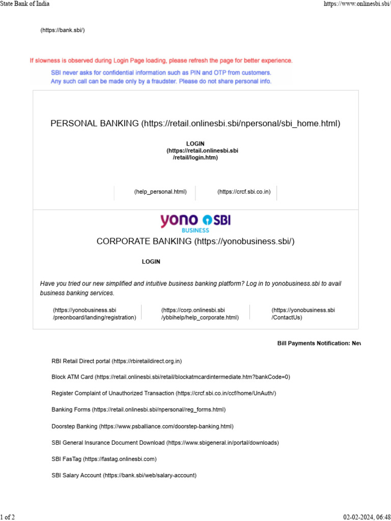Onlinesbi.com Net Banking