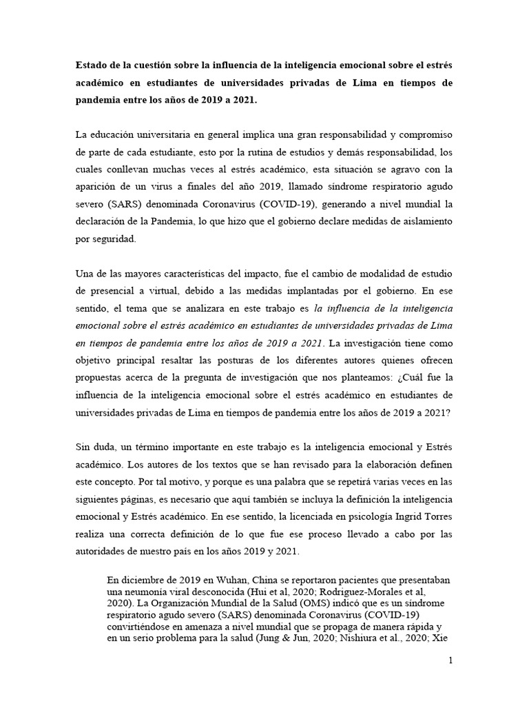 Ejemplo De Estado De La Cuestión Trabajo De Investigacion Pdf