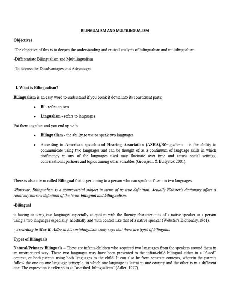 Bilingualism vs Multilingualism Explained | PDF | Language Arts ...