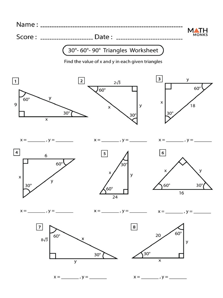 Special Right Triangles 30 60 90 Worksheet | PDF