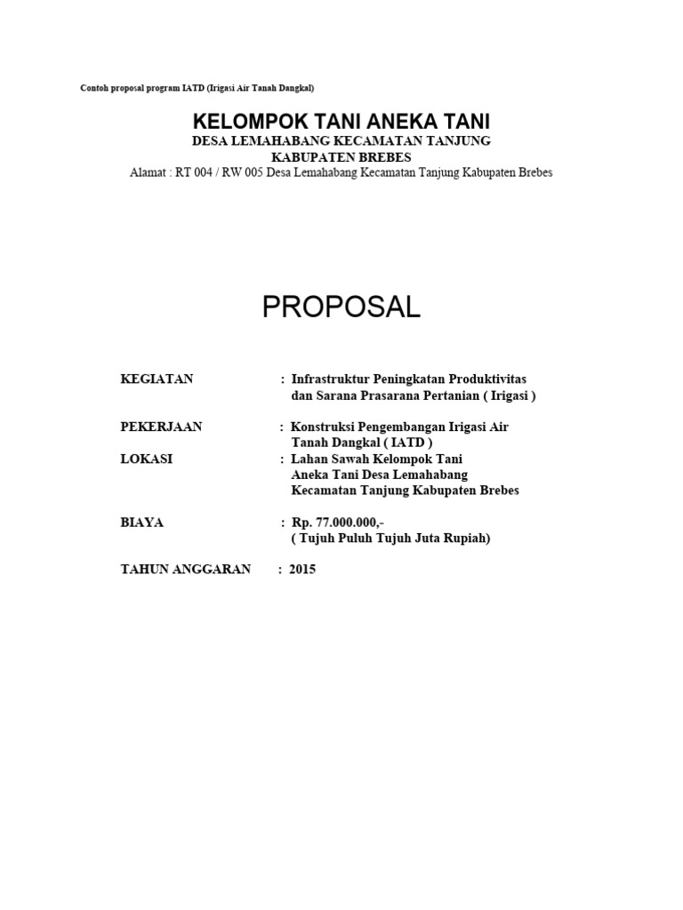 Contoh Proposal Program IATD | PDF