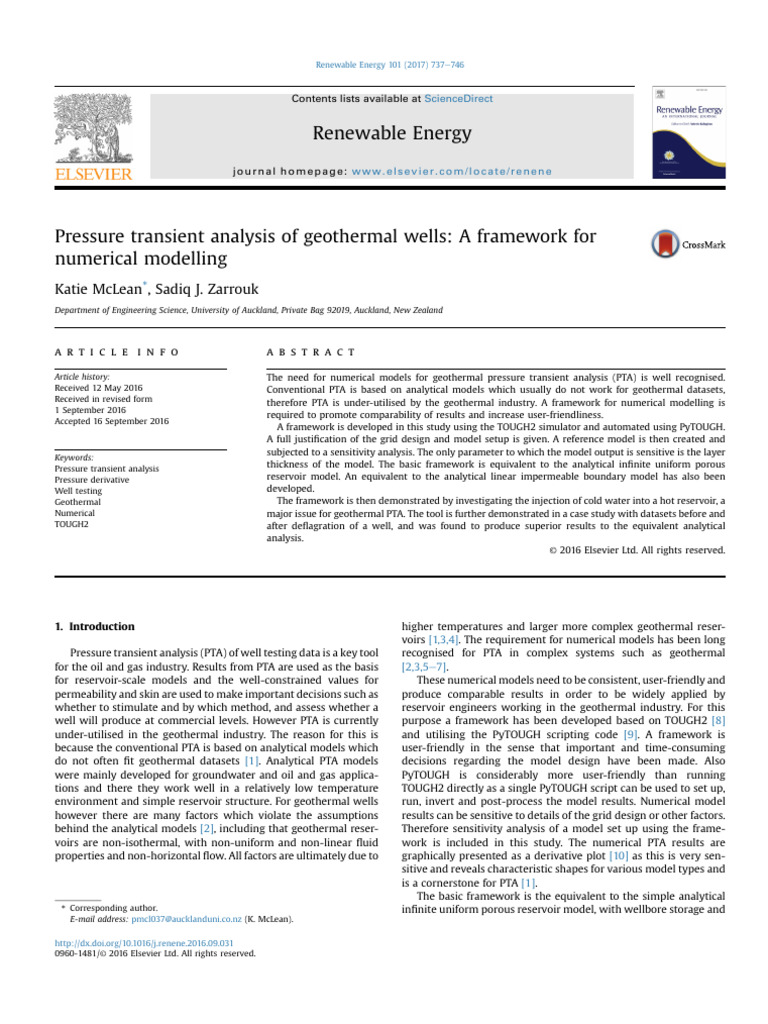 Pressure Transient Analysis of Geothermal Wells - A Framework For ...
