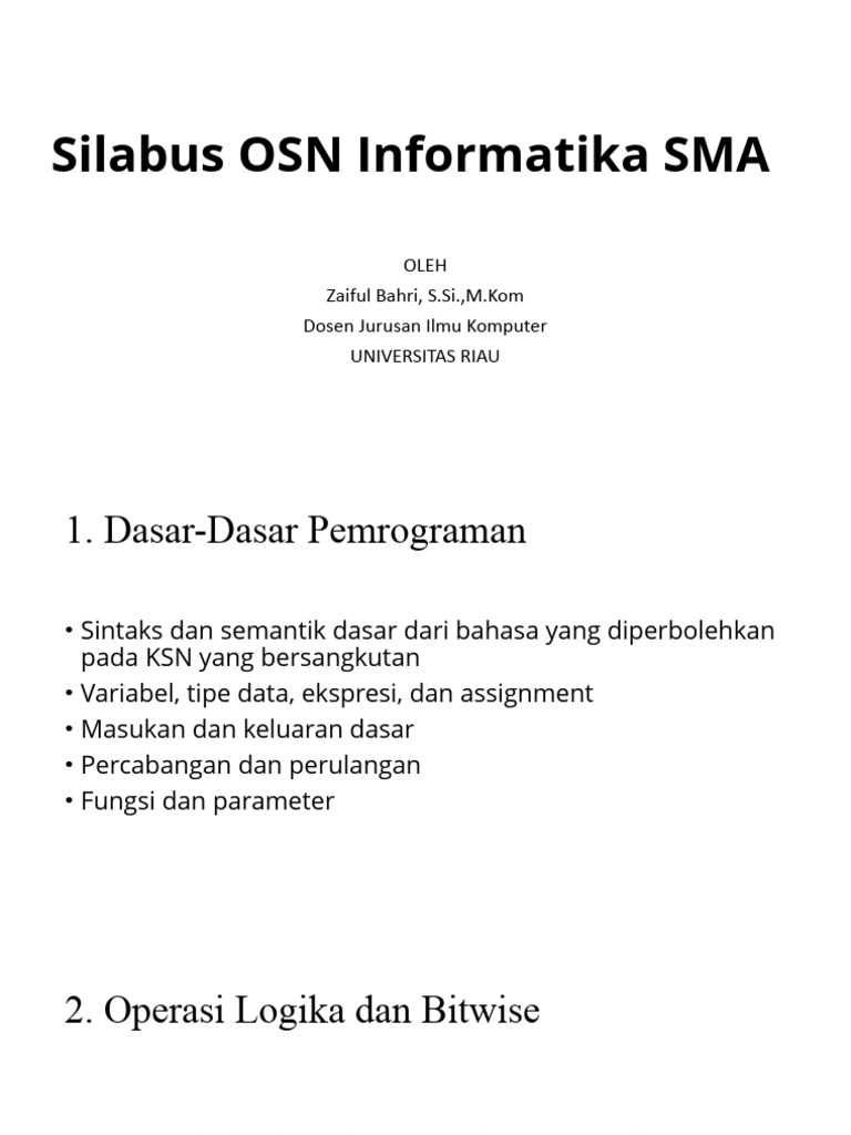 Silabus OSN Informatika SMA | PDF