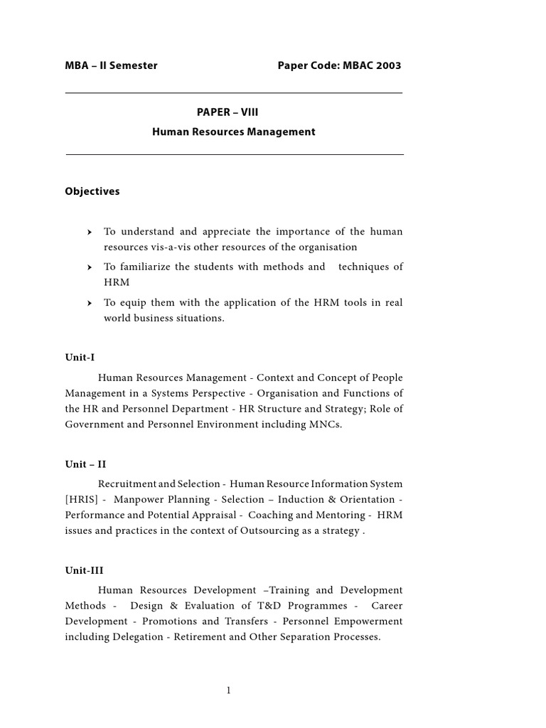 Hr management unit 1 to 2 pdf