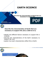 Earth Science Lesson 1 Describe The Characteristics of Earth That Are Necessary To Support Life