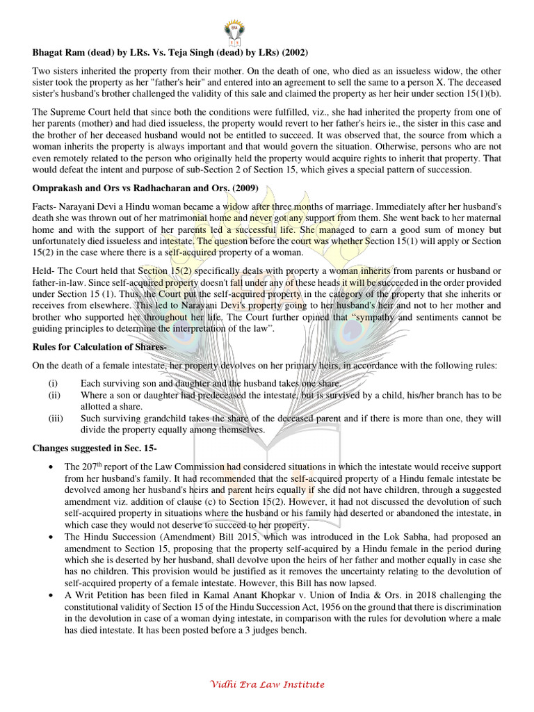 Hindu Succession Act Intestate Property Rules Pdf