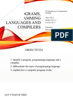 Module 1 Day 2 - Programs PLs Compilers
