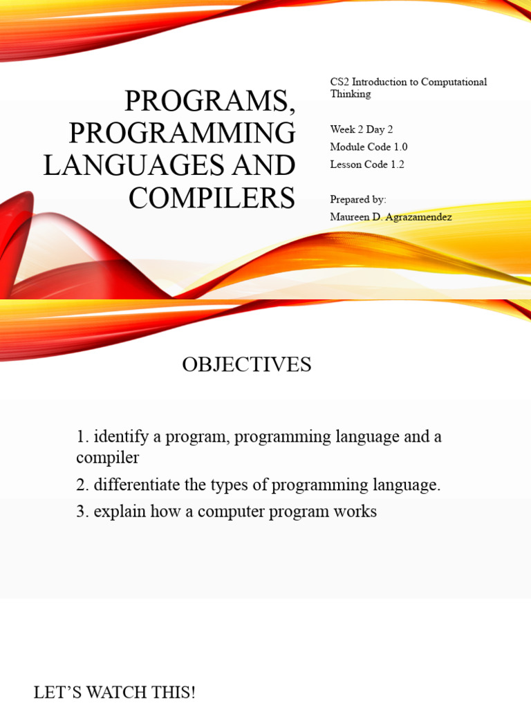 Module 1 Day 2 - Programs PLs Compilers | PDF | Programming | Computer ...