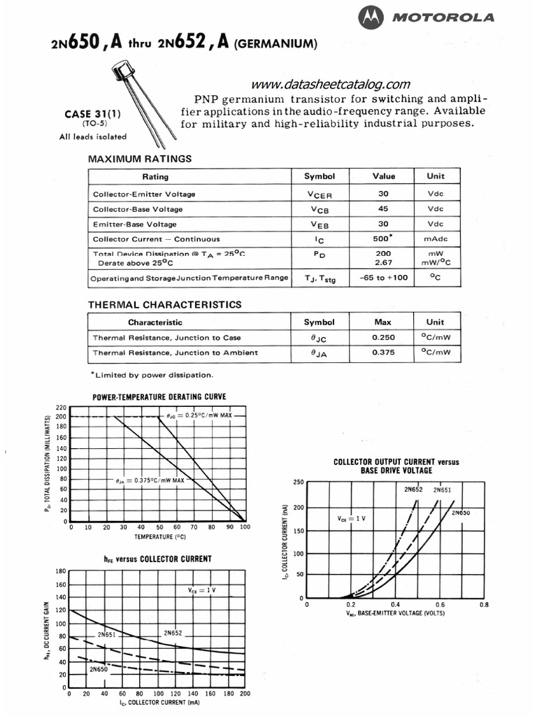 2N650 2n650a 2N651 2n651a 2N652 2n652a | PDF