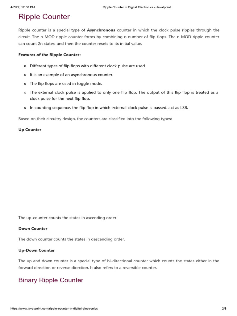 Ripple Counter in Digital Electronics - Javatpoint | PDF | Digital  Technology | Electronic Design
