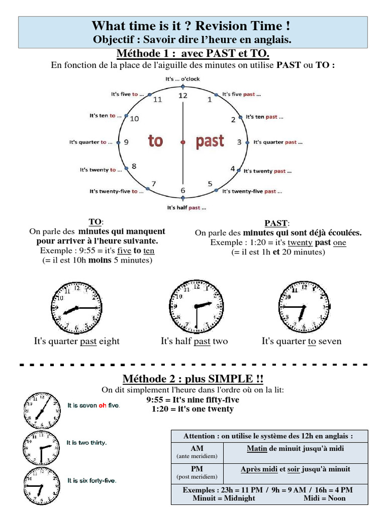 Les Heures en Anglais | PDF