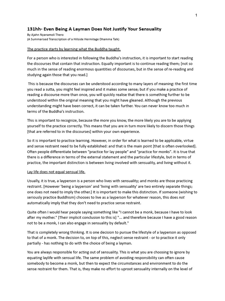 131hh - Even Being A Layman Does Not Justify Your Sensuality | PDF