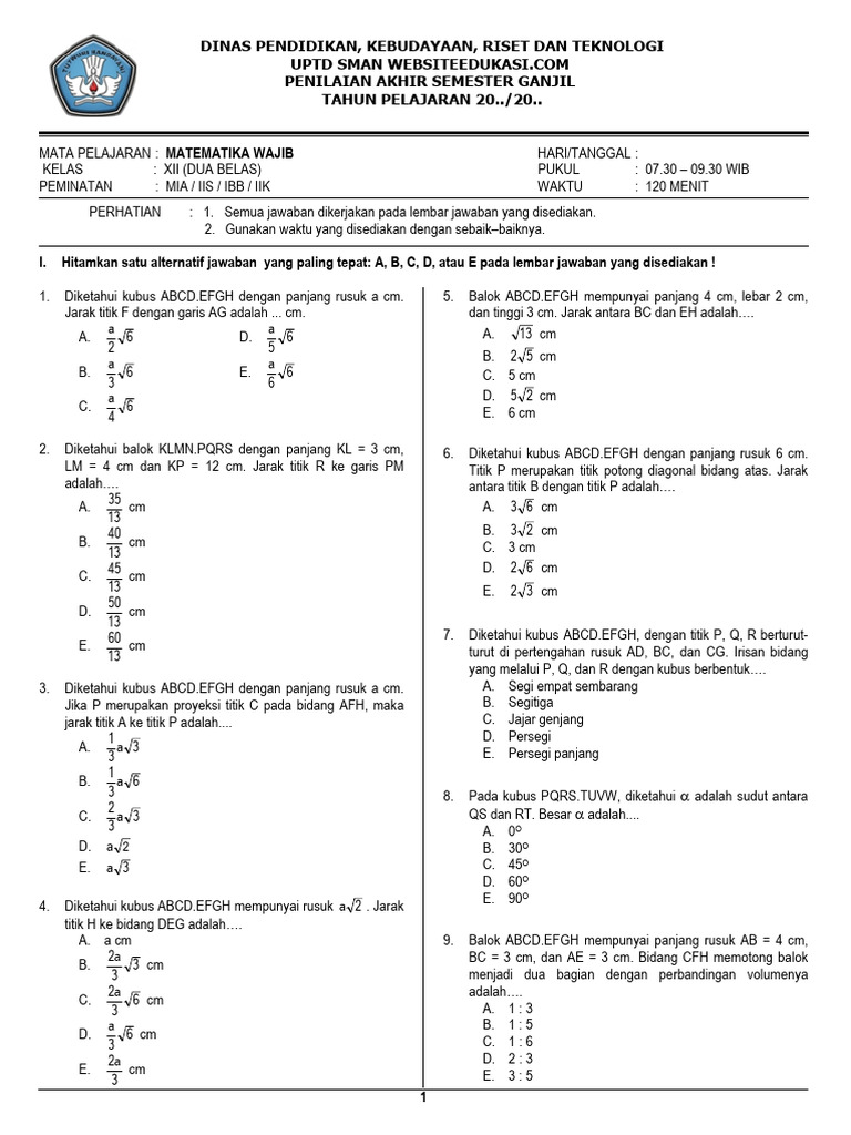 Soal Evaluasi Pas | PDF