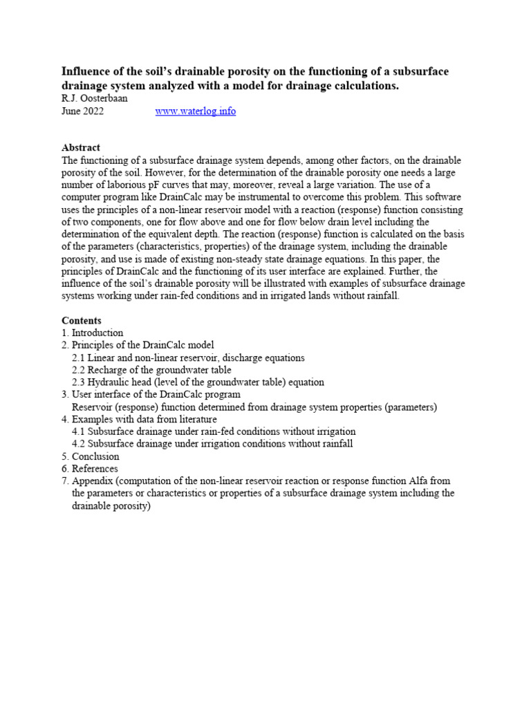 Drainable Porosity Pdf