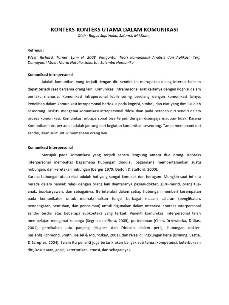 Konteks Utama dalam Komunikasi | PDF