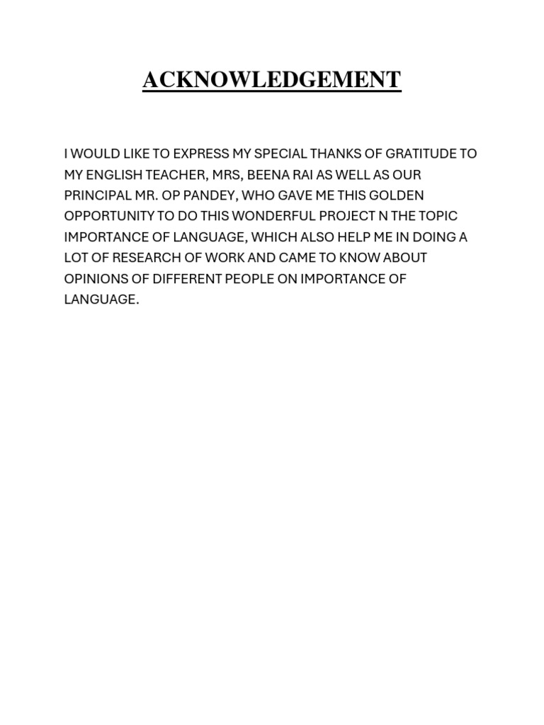 Acknowledgement English Pdf
