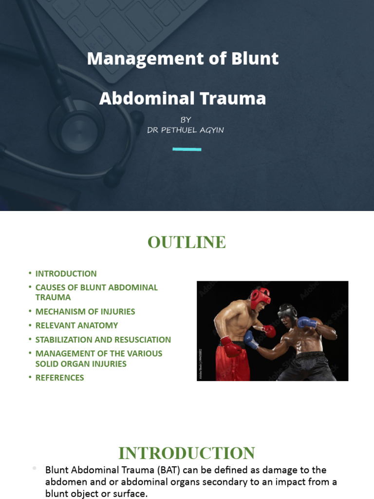 Blunt Abdominal Trauma Management Guide | PDF | Injury | Abdomen