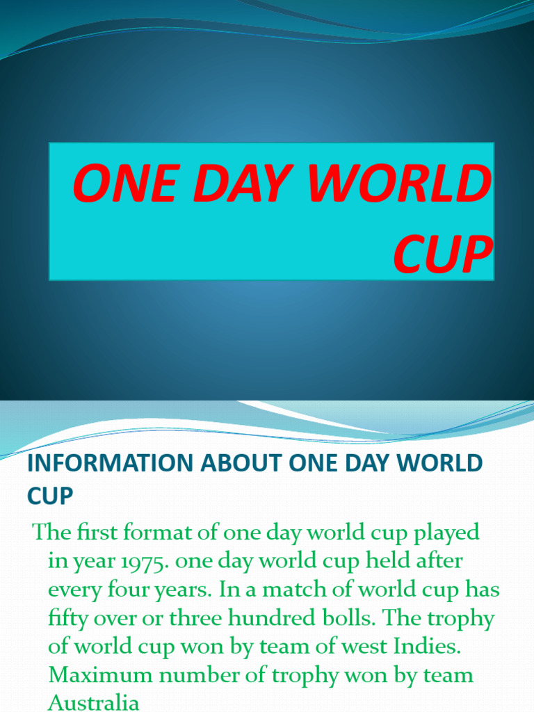 One Day World Cup PDF