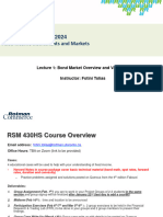 rsm430 Lecture 1 Overview of Bond Market and Bond Valuation