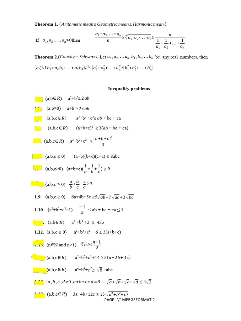 Inequality Problems | PDF
