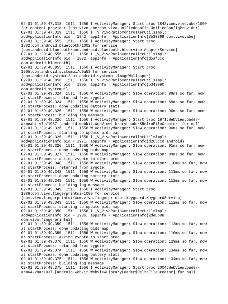Android ActivityManager Process Logs | PDF