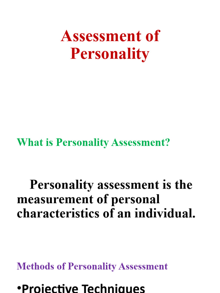 Understanding Personality Assessment Methods | PDF | Career & Growth ...
