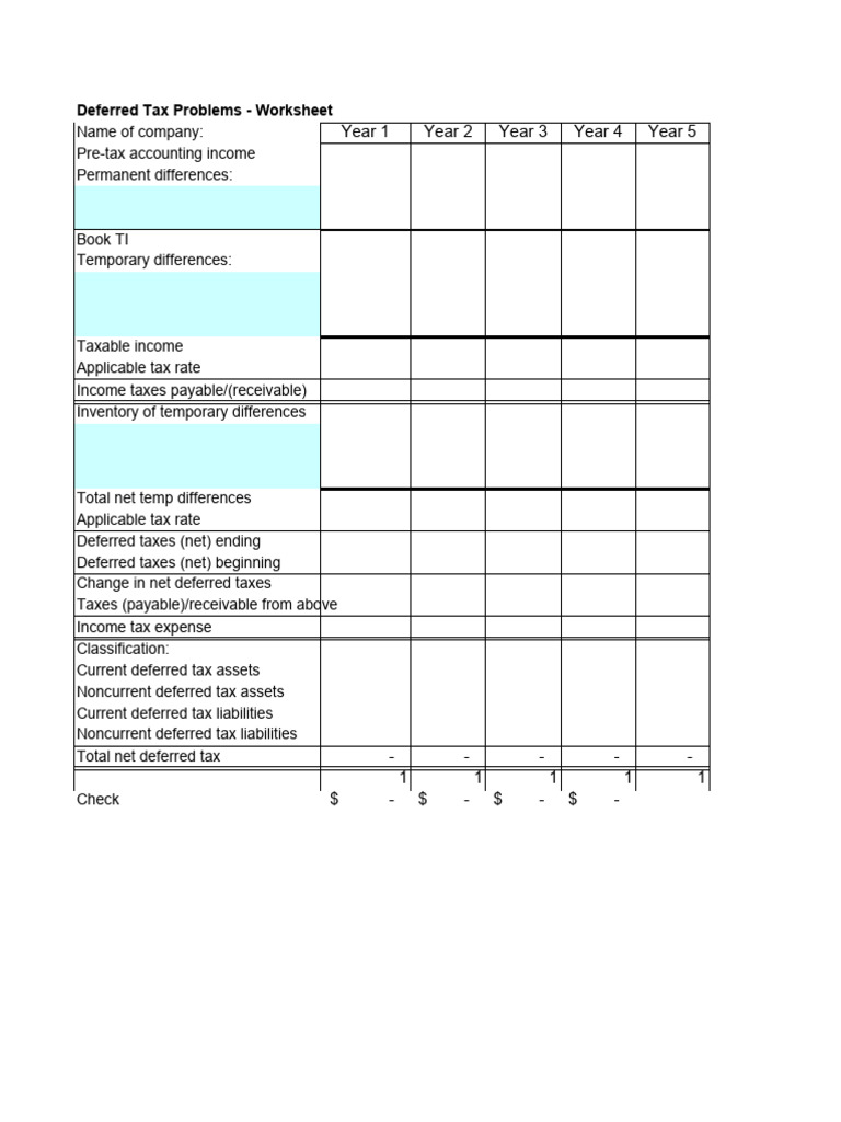 Deferred Tax - Blank | PDF