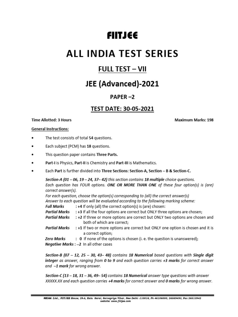 Aits 13 jee advanced paper 2 30 05 2021 removed pdf gases