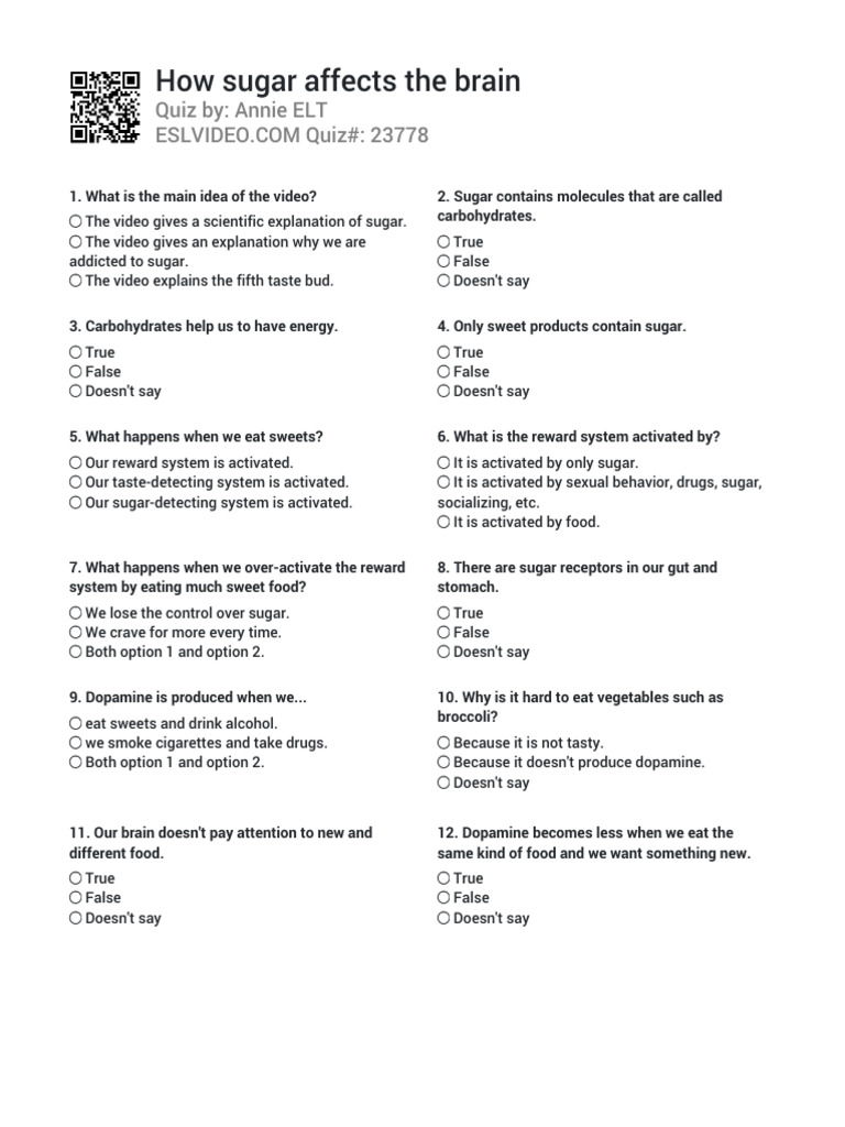 How Sugar Affects The Brain PDF