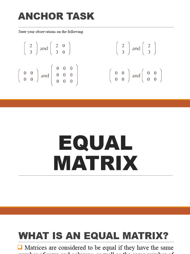 Equal Matrix | PDF