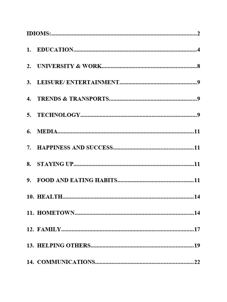 IDIOMS For Ielts Speaking | PDF