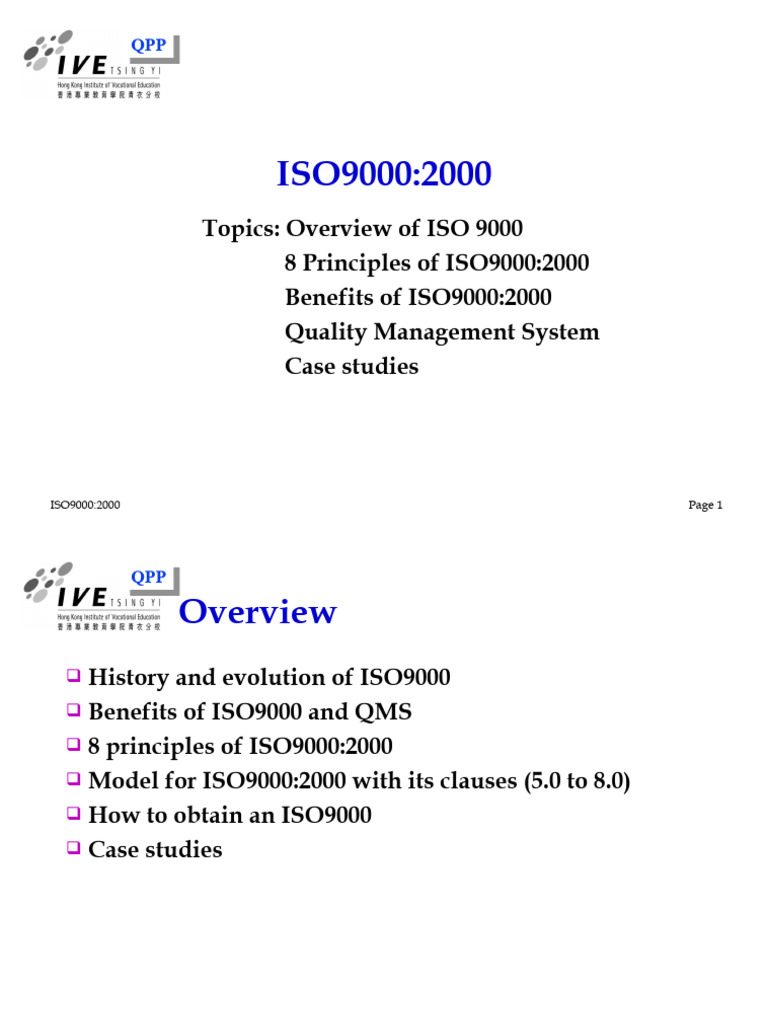 ISO 9000:2000 Quality Management Overview | PDF | Iso 9000 | Quality ...