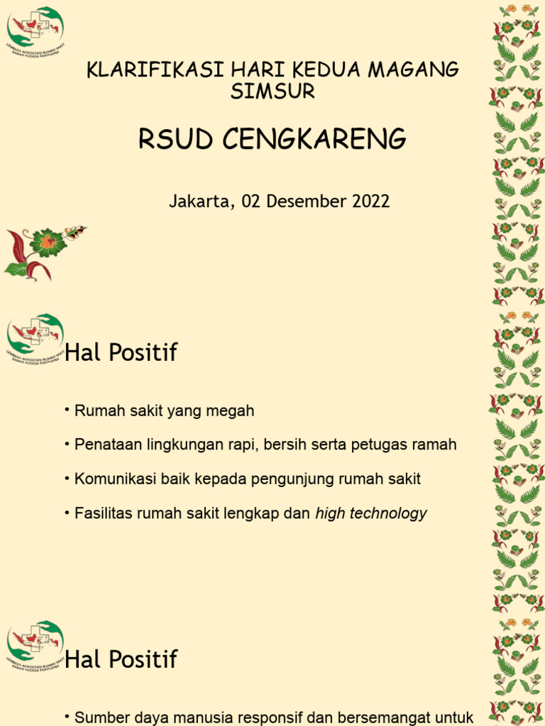 Exit Conference Rsud Cengkareng 2 Desember 2022 | PDF | Sains & Matematika