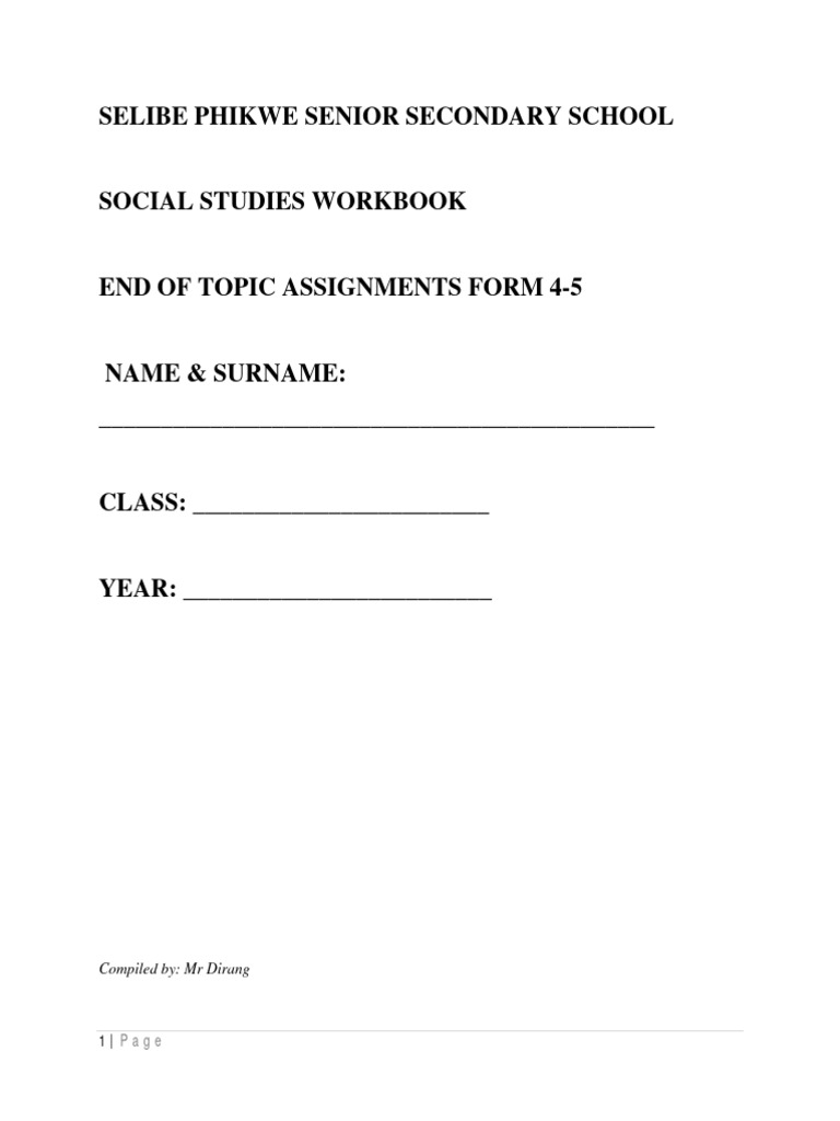 Social Studies Workbook PDF